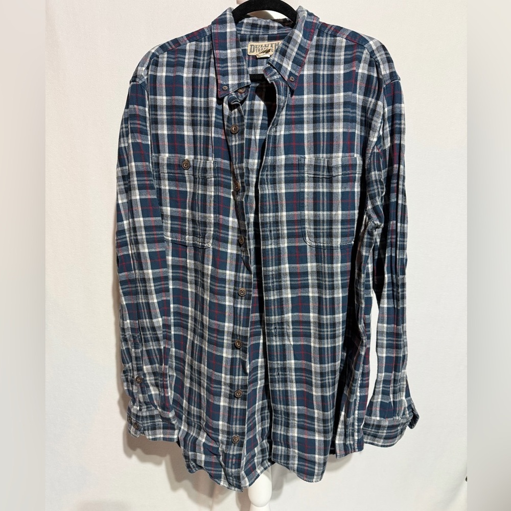 Duluth Trading Co Blue and Red Plaid Casual Shirt Size XLT